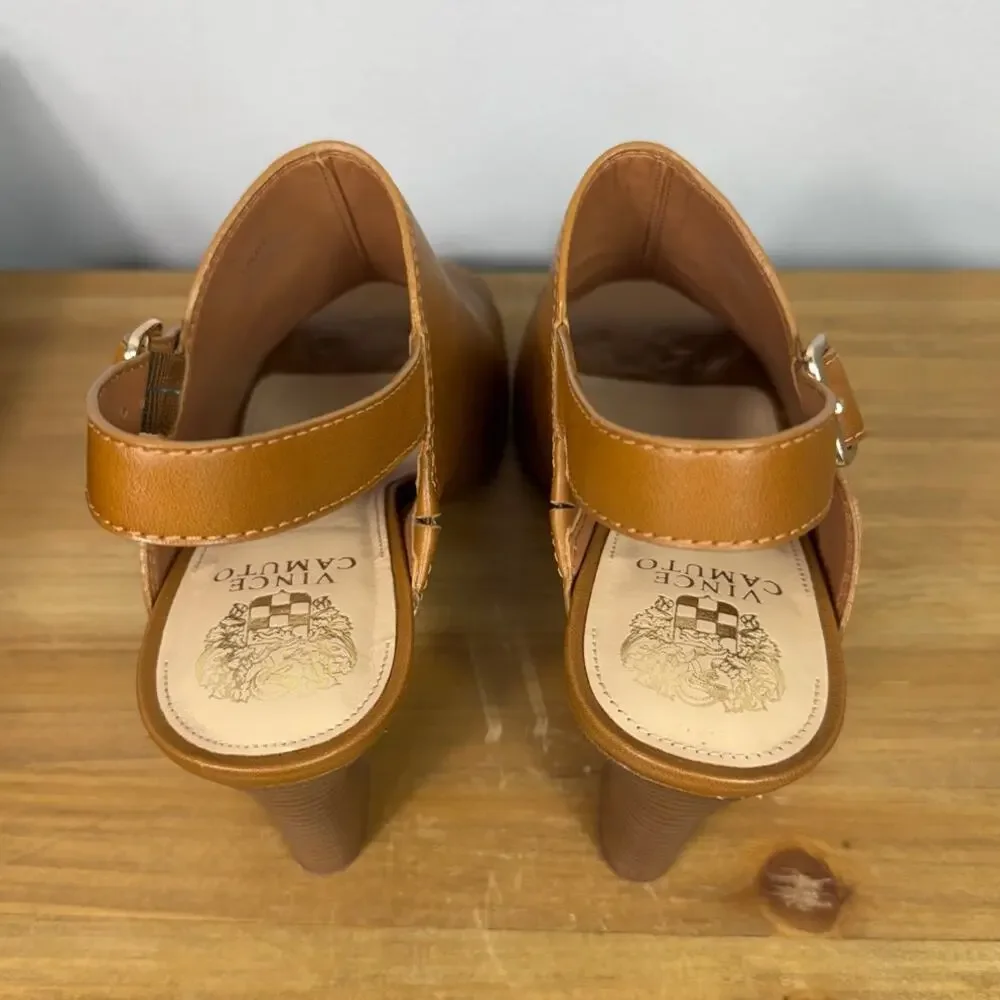 New Vince Camuto Landam Slingback Sandal in Brown Leather Women's Size 10